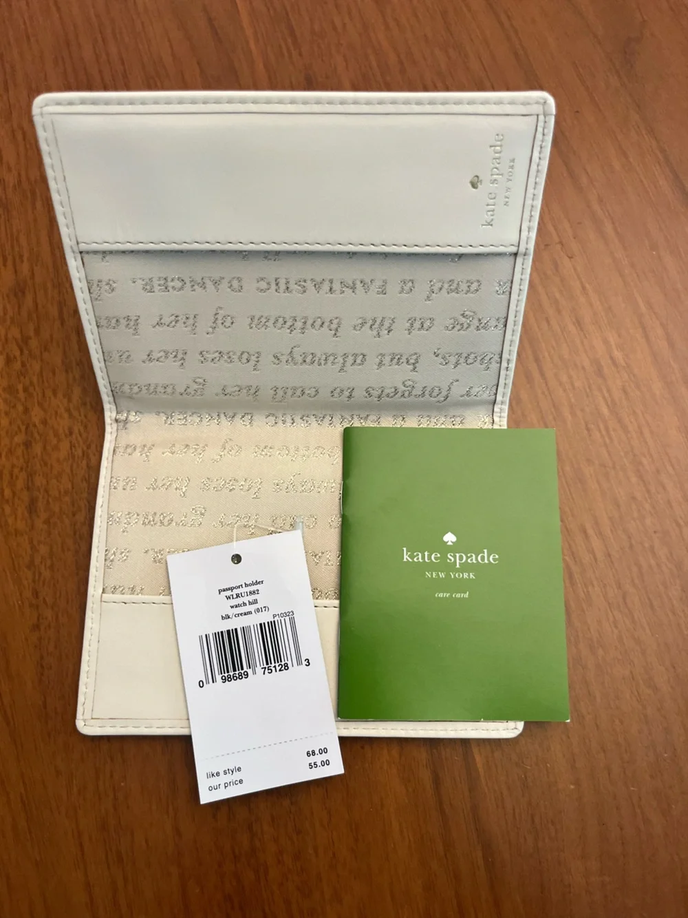 Kate Spade Black and White Striped Passport Wallet NWT